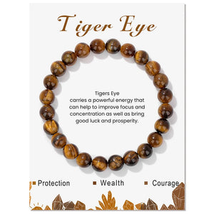 2024 Fashion Natural Stone Bracelet – Amethyst, Tiger Eye, Garnet Elastic Band Jewelry