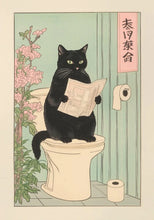 Load image into Gallery viewer, Japanese Tabby Cat in Bathtub Poster Prints Canvas Painting Retro Aesthetic Wall Art Picture Japandi Bathroom Toilet Home Decor