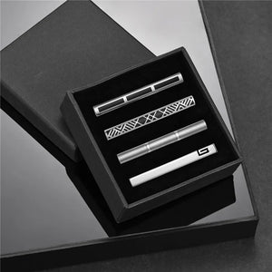 Minimalist Tie Clip & Cufflinks Set for Men - Business Party Gift Box, Luxury Fashion