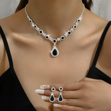 Load image into Gallery viewer, 3 pieces of women's crystal droplet necklace with earrings set for wedding evening dress accessories