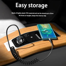 Load image into Gallery viewer, USB Type C 66W Car 5A Fast Charging Type C to Type C Spring Telescopic Cable For iPhone 15 Samsung Huawei Xiaomi Redmi OnePlus