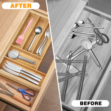 Load image into Gallery viewer, Wooden Bamboo Cutlery Tray,Kitchen Drawer Insert Large 6-8 Compartments, Utensil Holder Rack Organizer,for Home Office