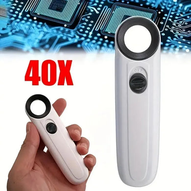 40X Handheld Magnifier LED Lights Jewelry Diamond Jade Magnifying Glass