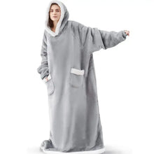 Load image into Gallery viewer, 180cm Super Long Flannel Blanket Pyjamas with Sleeves Winter Hoodies Sweatshirt Women Men Pullover Fleece Giant Oversized Outdoo
