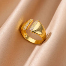 Load image into Gallery viewer, Stainless Steel Zircon Geometric Rings For Women Luxury Evil Eye Gold Color Adjustable Trendy Wedding Aesthetic Jewerly Gift