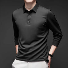 Load image into Gallery viewer, New Men's Business Casual Long Sleeved Shirt with Badge Solid Color Polo Shirt Fashionable Breathable Comfortable Versatile Top