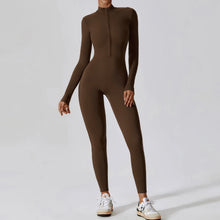 Load image into Gallery viewer, Winter Autumn Women's One-piece Yoga Jumpsuit leggings Long-sleeved Warm ski Overalls Outerwear High Elastic Cycling Bodysuit