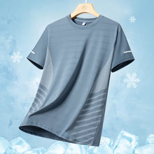 Load image into Gallery viewer, Running T-shirt Men Summer Ice Silk Thin Top Reflective Printing Quick Dry Short Sleeve Breathable Fitness Sports T-shirt 5XL