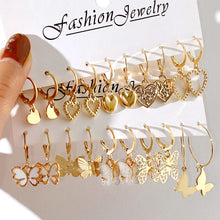Load image into Gallery viewer, 10pcs Butterfly Earrings Set! Gold Tone Summer Jewelry