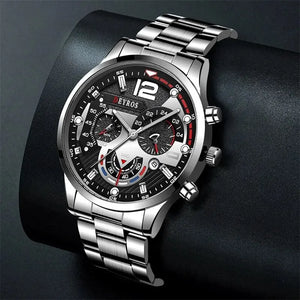 Luxury Men's Stainless Steel Quartz Watch Calendar Luminous Business Sports Bracelet