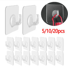 Load image into Gallery viewer, 5/10/20Pcs Self-adhesive Hook Transparent Door Wall Hook Child Heavy Load Rack Kitchen Bathroom Towel Key Rack Sticky Hook