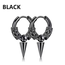 Load image into Gallery viewer, 1 Pairs Punk Stainless Steel Stud Earrings Black Earrings Set For Men Women Vintage Hip Hop Piercing Ear Jewelry