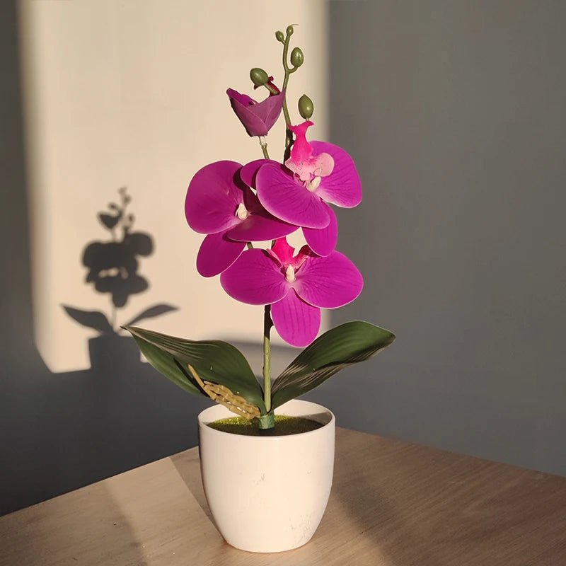 Artificial Butterfly Orchid Bonsai - Potted Plant for Home, Office & Wedding Décor