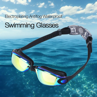 Adult Myopia Swimming Goggles Anti-fog HD Electroplated Swim Glasses Earplug Integrated