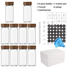 Load image into Gallery viewer, 13Pcs Glass Spice Jars with Bamboo Lids 4oz Glass Jars Spice Jar Set Seasoning Jars Organizer Storage Bottles for Spice Rack