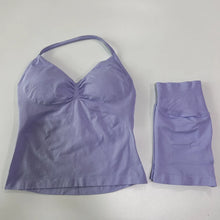 Load image into Gallery viewer, No Logo 2Pcs Gym Set Women Backless Tank Tops High Waist Scrunch Seamless Shorts Gym Suit Fitness Clothes Activewear Workout Set