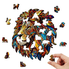 Load image into Gallery viewer, Wooden Lion Puzzle - Irregular Animal Shape, Gift Box, Personalized Family Gift