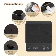 Load image into Gallery viewer, 2026 New Digital Kitchen Scale Drip Coffee Scale With Timer LED Display 2kg/0.1g Household Food Weight Scale with USB Charging