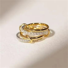 Load image into Gallery viewer, A Niche Two-Color Four-Ring Copper Jewelry Ring, Hypoallergenic, Ins Style, Stacking Artifact, Suitable For Young Wome Jewelry