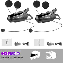 Load image into Gallery viewer, 1/2 X1 Bluetooth Motorcycle Helmet Intercom Headset For 2 Rider 1000M intercomunicador Moto Interphone Wireless Handsfree Call