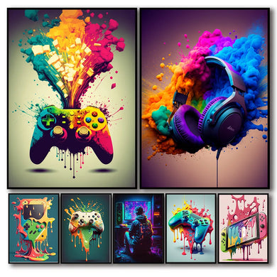 Colorful Gaming Controller Art Poster - Nordic Aesthetic Canvas Decoration