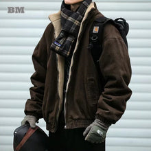 Load image into Gallery viewer, Japanese Vintage Polar Fleece Jacket Men Winter Streetwear Coat