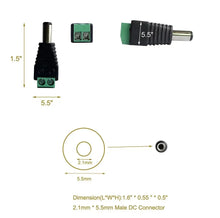Load image into Gallery viewer, 5pairs DC 12V Female And Male Connectors 5.5x2.1mm Power Plug Adapter Jacks Sockets For Signal Color LED Strip Light CCTV Camera