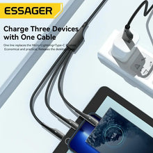 Load image into Gallery viewer, Essage 3 in 1 USB Cable Micro USB Type C Fast Charger for iPhone Samsung Huawei