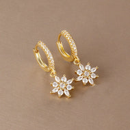 Luxury Stainless Steel Star Dangle Earrings For Women Sparkling Zircons Geometric Ear Piercing Earring Fashion Jewelry aretes