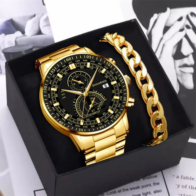 Men's Luxury Stainless Steel Quartz Wristwatch Calendar Luminous Business Casual Watch