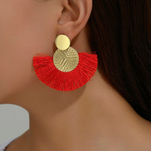 Load image into Gallery viewer, Fashion Bohemian Big Tassel Dangle White Fringe Female Earrings Drop Earrings for Women Statement Wedding Jewelry