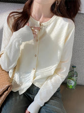 Load image into Gallery viewer, Solid Color Knitted for Women Cardigan Korean Single Breasted Long Sleeve Jumper Woman Round Neck All Match Cardigans Outwear