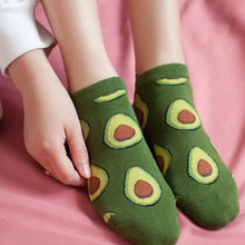 Load image into Gallery viewer, 5 Pairs Avocado Crew Ankle Socks Cartoon Fashion Breathable Summer Autumn Women&#39;s