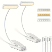 Load image into Gallery viewer, 1 pcs USB Rechargeable Book Light 3 Color Adjustable LED Reading Lamp with Clamp Eye-Care Night Light for Bed, Study Desk