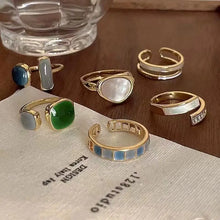 Load image into Gallery viewer, 6-Piece Irregular Moonstone Heart Open Rings Set Women Girls Kpop Aesthetic Jewelry