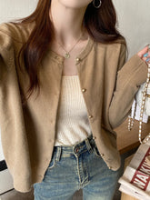 Load image into Gallery viewer, Solid Color Knitted for Women Cardigan Korean Single Breasted Long Sleeve Jumper Woman Round Neck All Match Cardigans Outwear