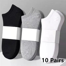 Load image into Gallery viewer, 10 Pairs Men&#39;s Boat Socks: New Style Black White Grey Business Stockings