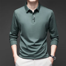 Load image into Gallery viewer, New Men's Business Casual Long Sleeved Shirt with Badge Solid Color Polo Shirt Fashionable Breathable Comfortable Versatile Top