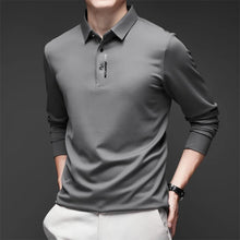 Load image into Gallery viewer, New Men's Business Casual Long Sleeved Shirt with Badge Solid Color Polo Shirt Fashionable Breathable Comfortable Versatile Top