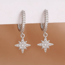 Load image into Gallery viewer, Luxury Stainless Steel Star Dangle Earrings For Women Sparkling Zircons Geometric Ear Piercing Earring Fashion Jewelry aretes