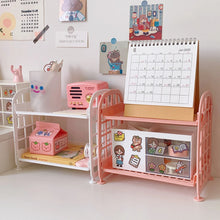 Load image into Gallery viewer, Desktop Stationery Rack Storage Holder Multi-Functional Plastic Shelf Makeup Organizer Office Dormitory Desk Organizer Shelf