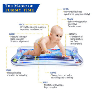 Inflatable Baby Water Mat - Tummy Time Toddler Pad for Early Education Play