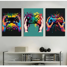 Load image into Gallery viewer, Gaming Graffiti Gamepad Earphone Funny Wall Art Canvas Poster Gamer Room Wall Decor Prints Modern Living Room Posters