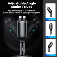 Load image into Gallery viewer, NEW Upgraded Retractable Car Charger 5 in 1, 69W Fast Charging PD30W+2.4A Voltage Display Dual Cables for iPhone &amp; Android