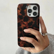 Load image into Gallery viewer, Retro Amber Texture Laser Phone Case For iPhone 17 16 Pro Max 15 14 13 12 11 XS XR 7 8 Plus 16E Stylish Leopard Print Soft Cover