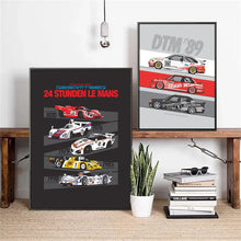 Load image into Gallery viewer, Classic Pop Race Cars Wall Art - Black White Red - HD Canvas Oil Painting Posters
