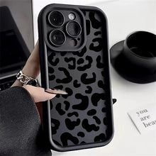 Load image into Gallery viewer, Black Leopard Print Pattern Silicone Phone Case For iPhone 17 11 12 13 14 15 16 Pro Max 16E X XS XR 7 8 Plus 16 Shockproof Cover