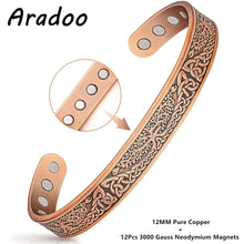 Load image into Gallery viewer, ARADOO Magnetic Pure Copper Bracelet Minimalist Cuff Bangle for Men Women