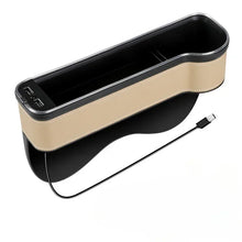 Load image into Gallery viewer, New Car Crevice Storage Box with 2 USB Charger Colorful LED Seat Gap Slit Pocket Seat Organizer Card Phone Bottle Cups Holder