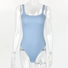 Load image into Gallery viewer, Strap Solid Bodycon Sexy Body Casual Basic White Summer Bodysuit Women Tops Sleeveless Sheer Bodysuits Jumpsuit Slim